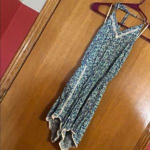 Blue and green romper